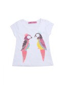 White blouse with parrots NDZ8099 - Online store - Boutique